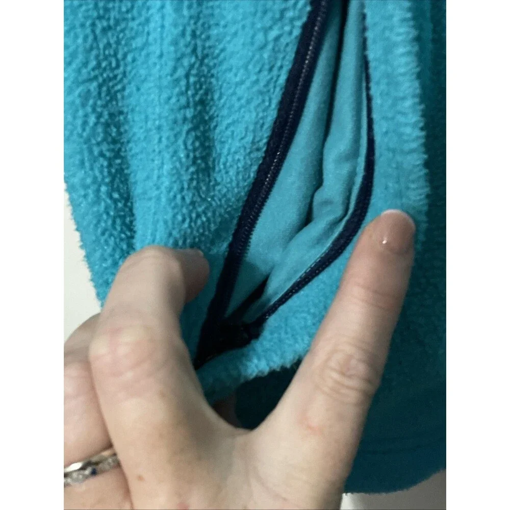 LL Bean Youth Blue Fleece Jacket Full Zip Up Zipper Pockets Size 10/12